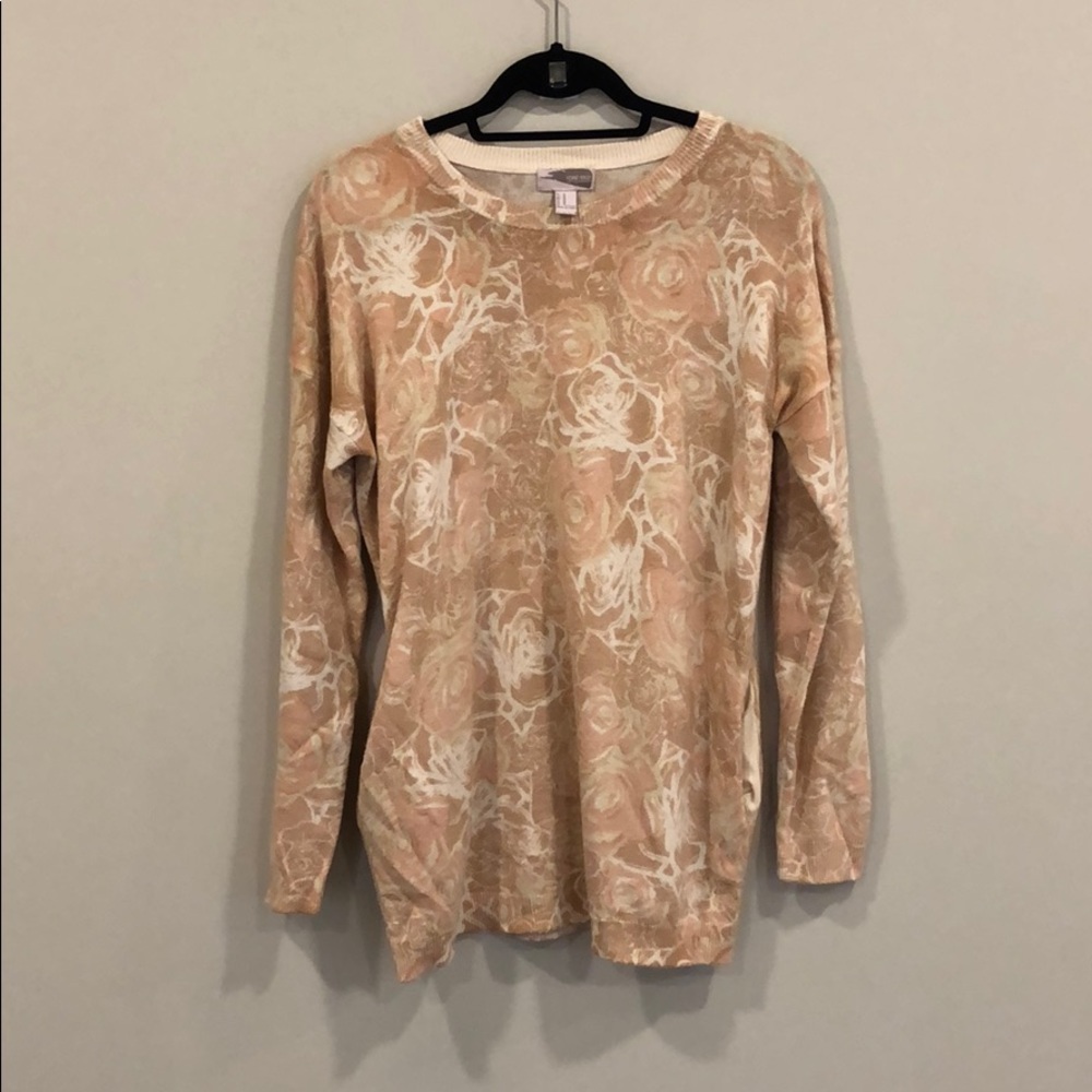 Beige soft floral sweater